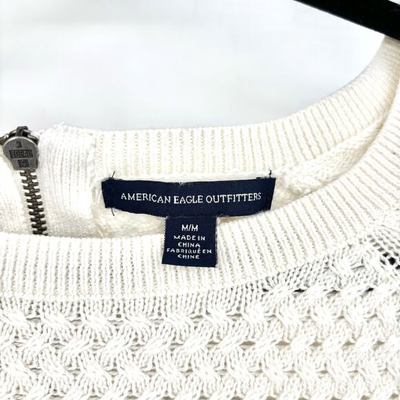American Eagle White Cable Knit Sweater Size M - Picture 5 of 5